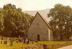 View of the historic Saint Jetmund Church in Åheim