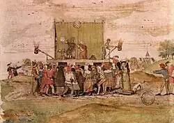 Improvised stage for a public performance at a fair (1642)