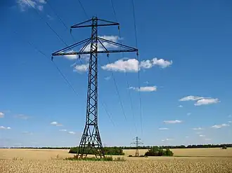 A suspension tower of a 35 kV powerline in Ukraine