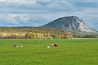 Shihan Toratau. Single hills are popular symbols of Bashkortostan.