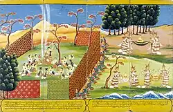 19th century painting of Birth of Buddha