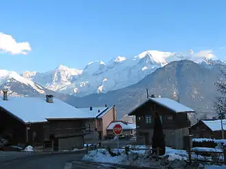 A view of Mont Blanc from the village