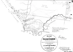 Black-and-white land survey with a small label of "Palo Alto Redwoods"
