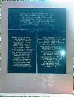 Plaque honoring the male participants of the 1950 Jayuya Uprising