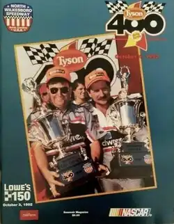 The 1992 Tyson Holly Farms 400 program cover, featuring Dale Earnhardt.