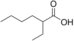 Skeletal formula of 2-ethylhexanoic acid