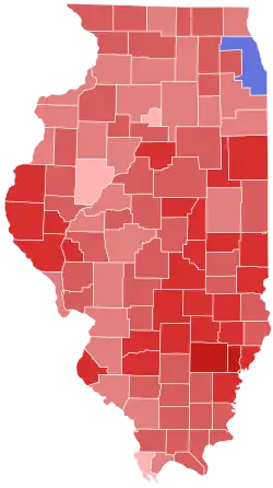 2014 Illinois gubernatorial election. Incumbent Democratic governor Pat Quinn was defeated for reelection by Republican candidate Bruce Rauner. Notice that Rauner carried every county except Cook County.