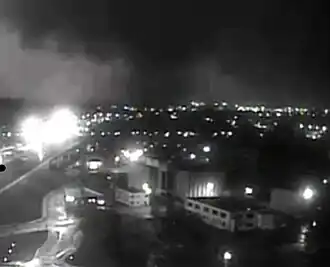 A large, night-time tornado within the city of Dayton, Ohio