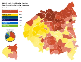 2022 French presidential election's first round in Petite Couronne by commune