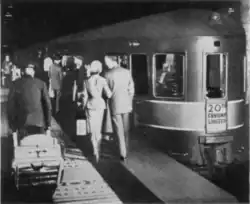 Passengers boarding the streamline 20th Century train