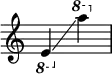 
{
    \override Score.SpacingSpanner.strict-note-spacing = ##t
    \set Score.proportionalNotationDuration = #(ly:make-moment 1/8)
    \override Score.TimeSignature #'stencil = ##f
    \relative c {
        \time 2/4
        \ottava #-1 e4 \glissando 
        \ottava #1 a'''
    }
}
