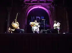 Sissoko (left) performing with 3MA during a concert in Cartagena, Spain.