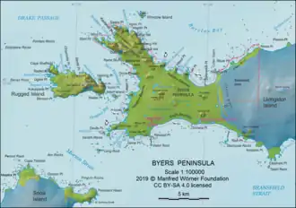 Map of Antarctic Specially Protected Area ASPA 126 Byers Peninsula