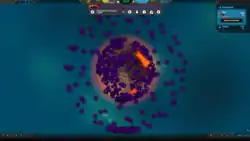 Screenshot of a base covering much of a planet