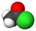 Space-filling model of acetyl chloride