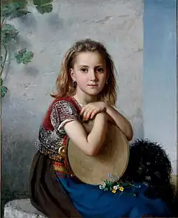 A portrait of a young girl and her dog, 1877