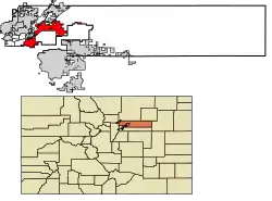 Location of the City of Commerce City in Adams County, Colorado