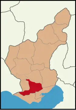 Map showing Yüreğir District in Adana Province