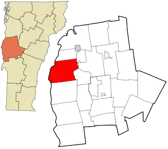 Location in Addison County and the state of Vermont.