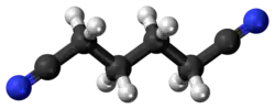 Ball-and-stick model of the adiponitrile molecule