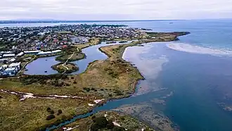 Aerial view looking south-east towards Williamstown from Altona Coastal Park