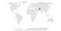 Map indicating locations of Afghanistan and Tajikistan