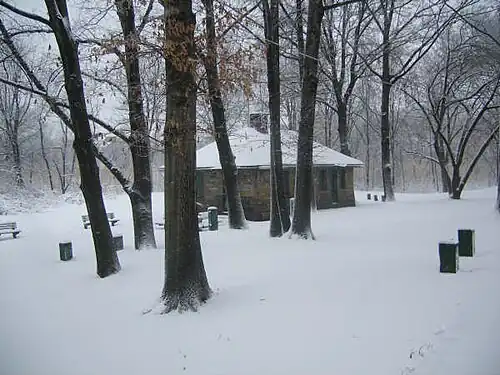 Duck house designed by Longfellow, in Boston's Back Bay Fens. Built in 1897.