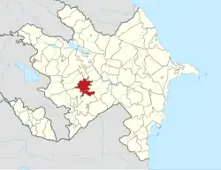 Map of Azerbaijan showing Aghdam District