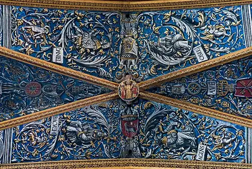 One of the rib vaults of the choir painted between 1509 and 1512