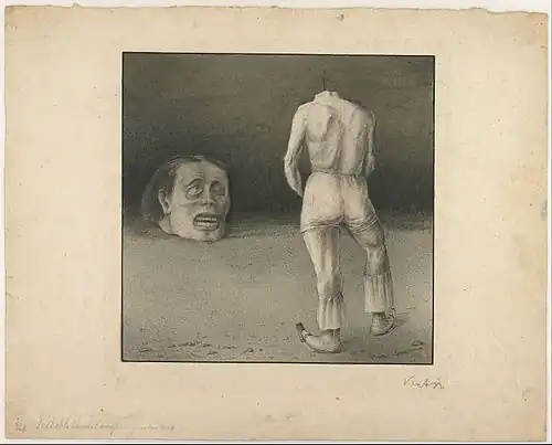 Selbstbetrachtung (self-reflection) pen and ink drawing by Alfred Kubin (c. 1901)