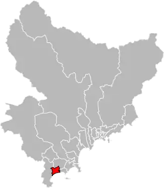 Situation of the canton of Cannes-1 in the department of Alpes-Maritimes