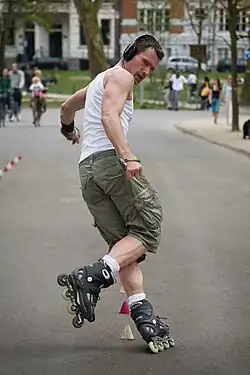 A man inline skating at Vondelpark in Amsterdam.