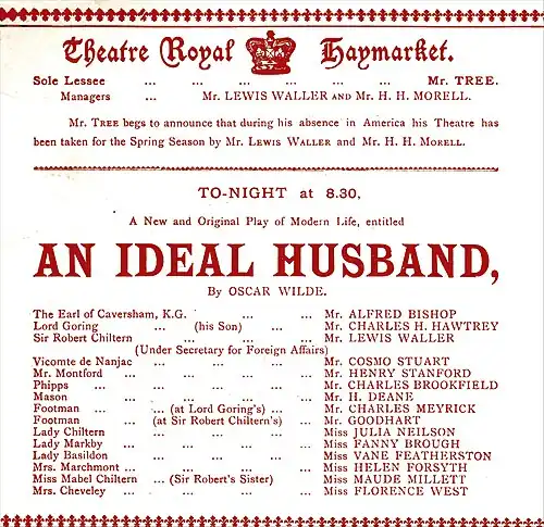 Theatre programme giving details of cast