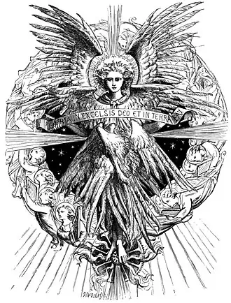 Image 20Christmas angel at Gloria in excelsis Deo, by J. R. Clayton and The Brothers Dalziel (from Wikipedia:Featured pictures/Artwork/Others)