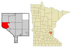 Location of the city of Ramsey within Anoka County, Minnesota
