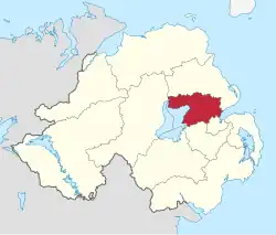 Antrim and Newtownabbey shown within Northern Ireland