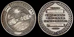Image 35Robbins medallion of Apollo–Soyuz, by the Robbins Company (from Wikipedia:Featured pictures/Artwork/Others)