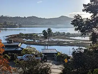 A photograph of an island.