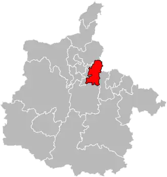 Situation of the canton of Villers-Semeuse in the department of Ardennes