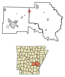 Location of Humphrey in Arkansas County and Jefferson County, Arkansas.