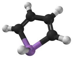 Ball-and-stick model of the arsole molecule