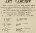 Detail from advertisement for "Art Cabinet" travelling exhibition, including J.A. Codman, 19th century