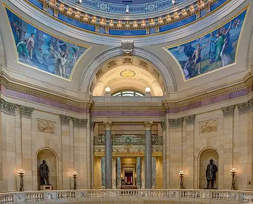 Image showing two statues and two murals in the rotunda