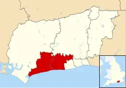 Arun shown within West Sussex