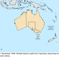 Map of British claims to Australia; for details, refer to adjacent text