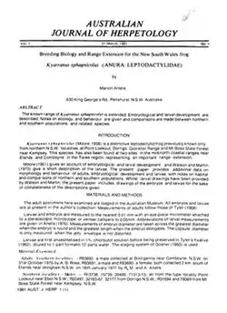 A text-heavy document with the header "Australian Journal of Herpetology" and several paragraphs of text beneath