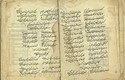 Two pages from the Azerbaijani divan of Nasimi with Azerbaijani poetry written in the Arabic script