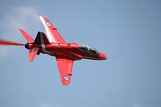 Red Arrows BAe Hawk, 2012, with type D roundels and non-standard fin markings
