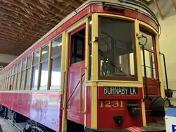 BCER Interurban Streetcar No. 1231 at Fraser Valley Heritage Railway Society