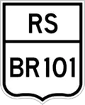 BR-101 federal highway shield as it appears in Rio Grande do Sul state